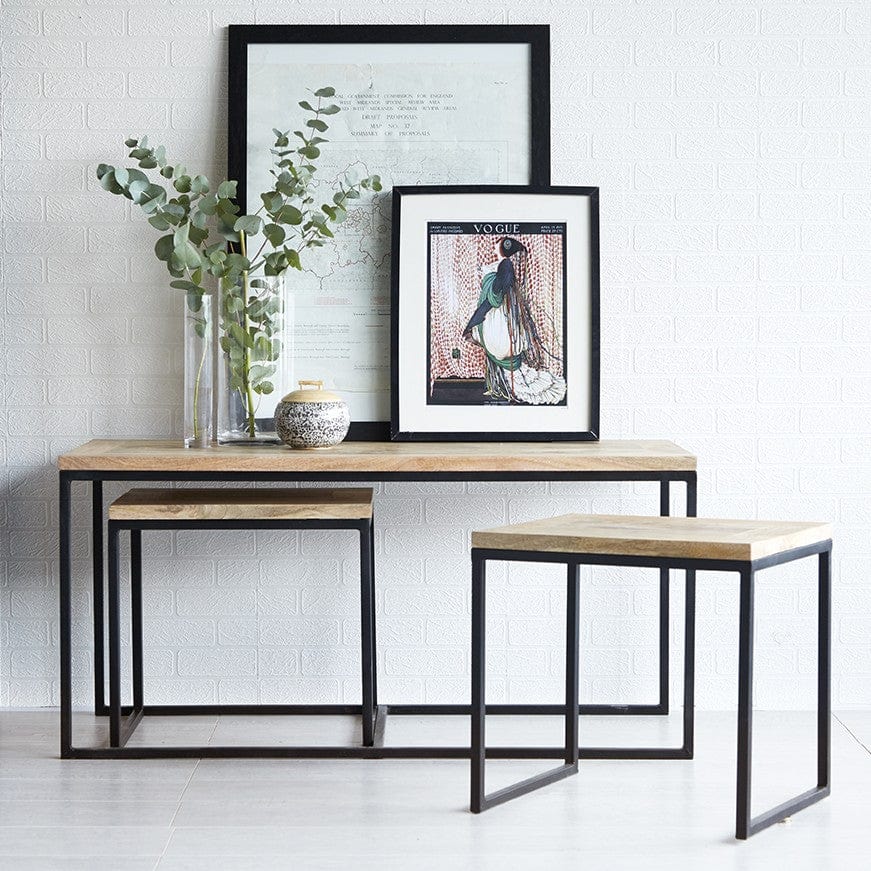 Sligo Industrial Metal & Wood Set of 3 Coffee Table