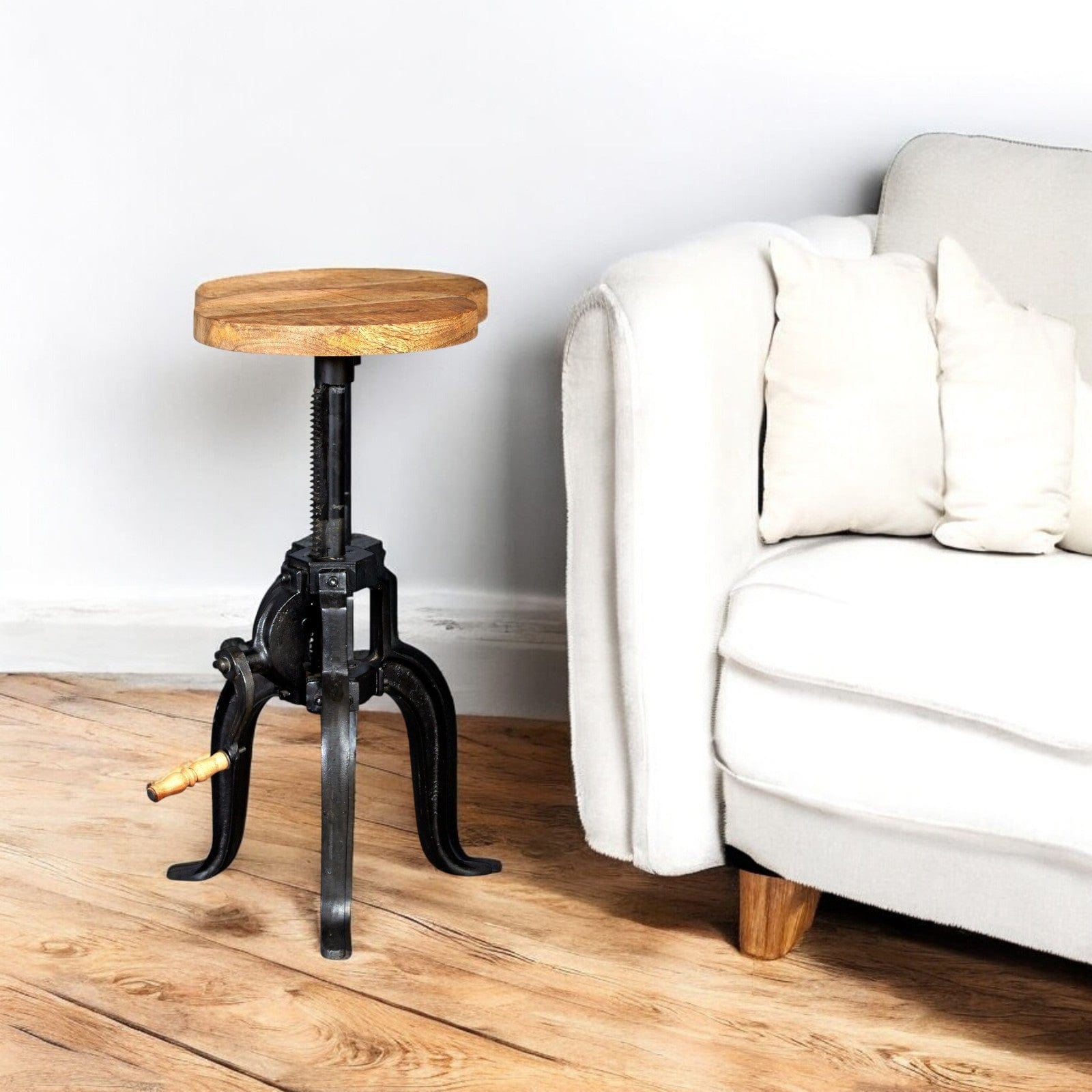 Sligo Industrial Metal & Wood Small Crank Side Table