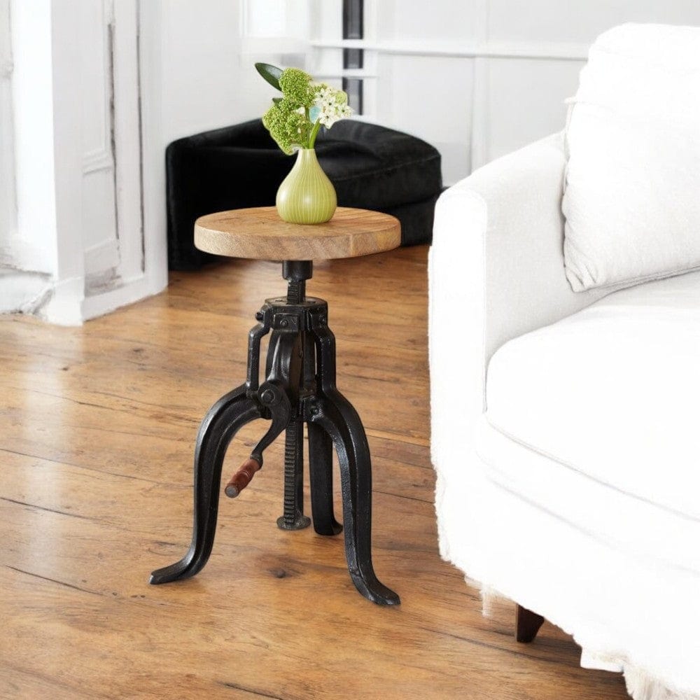 Sligo Industrial Metal & Wood Small Crank Side Table