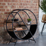 Sligo Industrial Round Metal & Wood Bookcase