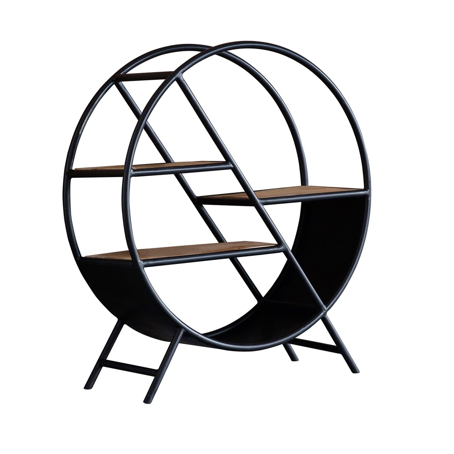 Sligo Industrial Round Metal & Wood Bookcase