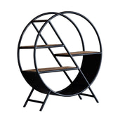 Sligo Industrial Round Metal & Wood Bookcase