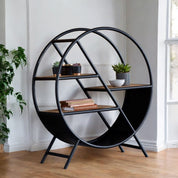 Sligo Industrial Round Metal & Wood Bookcase