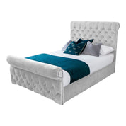 Solva Velvet Upholstered Chesterfield Sleigh Bed Frame