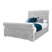 Solva Velvet Upholstered Chesterfield Sleigh Bed Frame