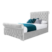 Solva Velvet Upholstered Chesterfield Sleigh Bed Frame