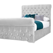 Solva Velvet Upholstered Chesterfield Sleigh Bed Frame