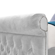 Solva Velvet Upholstered Chesterfield Sleigh Bed Frame