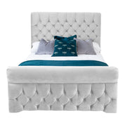 Solva Velvet Upholstered Chesterfield Sleigh Bed Frame