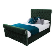 Solva Velvet Upholstered Chesterfield Sleigh Bed Frame