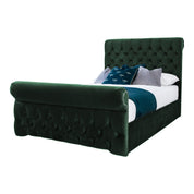 Solva Velvet Upholstered Chesterfield Sleigh Bed Frame