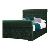 Solva Velvet Upholstered Chesterfield Sleigh Bed Frame