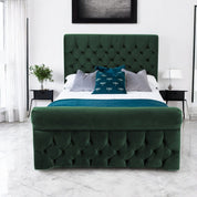 Solva Velvet Upholstered Chesterfield Sleigh Bed Frame