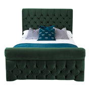 Solva Velvet Upholstered Chesterfield Sleigh Bed Frame