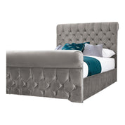 Solva Velvet Upholstered Chesterfield Sleigh Bed Frame