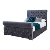 Solva Velvet Upholstered Chesterfield Sleigh Bed Frame