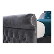 Solva Velvet Upholstered Chesterfield Sleigh Bed Frame