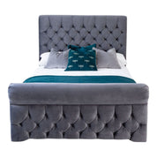 Solva Velvet Upholstered Chesterfield Sleigh Bed Frame