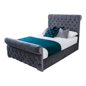Solva Velvet Upholstered Chesterfield Sleigh Bed Frame