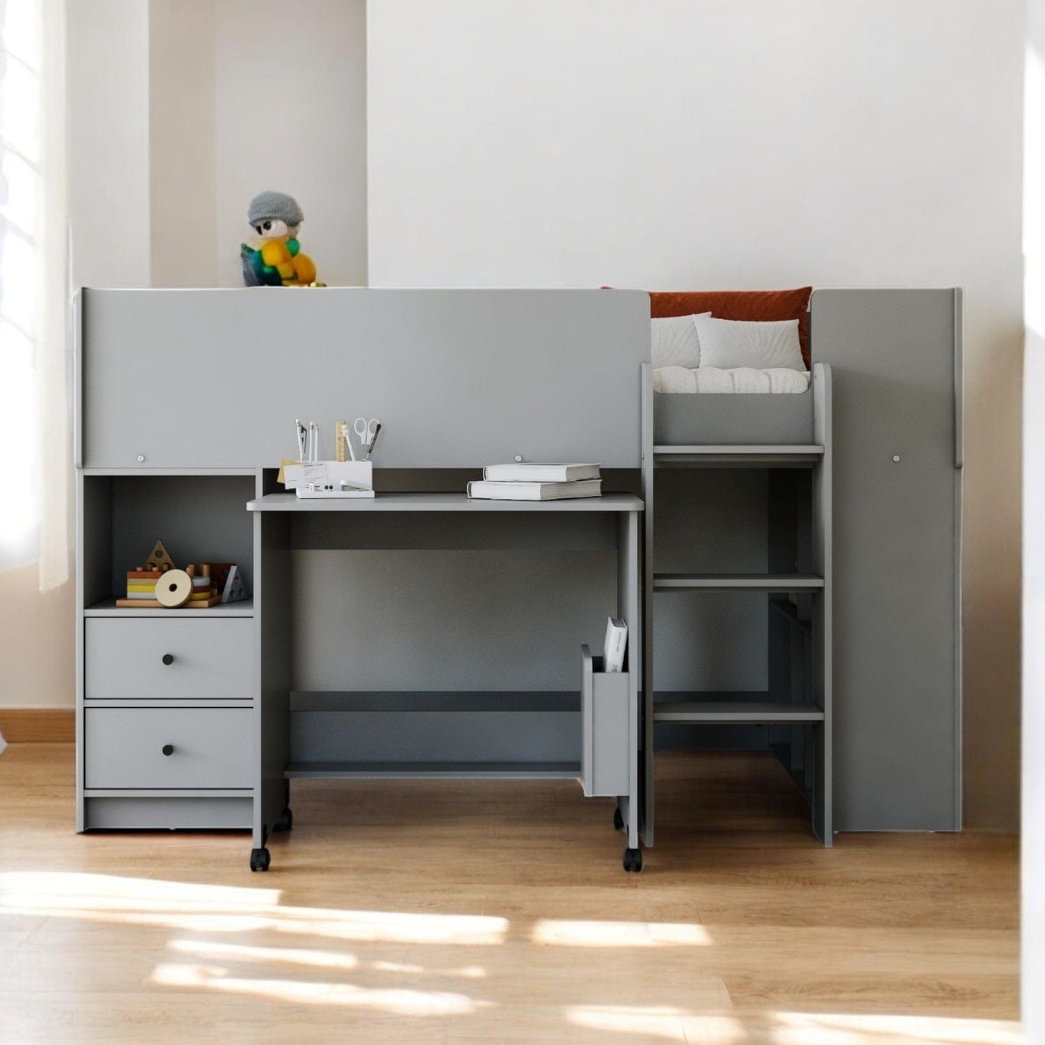 Ted Mid Sleeper Cabin Bed with Desk & Storage