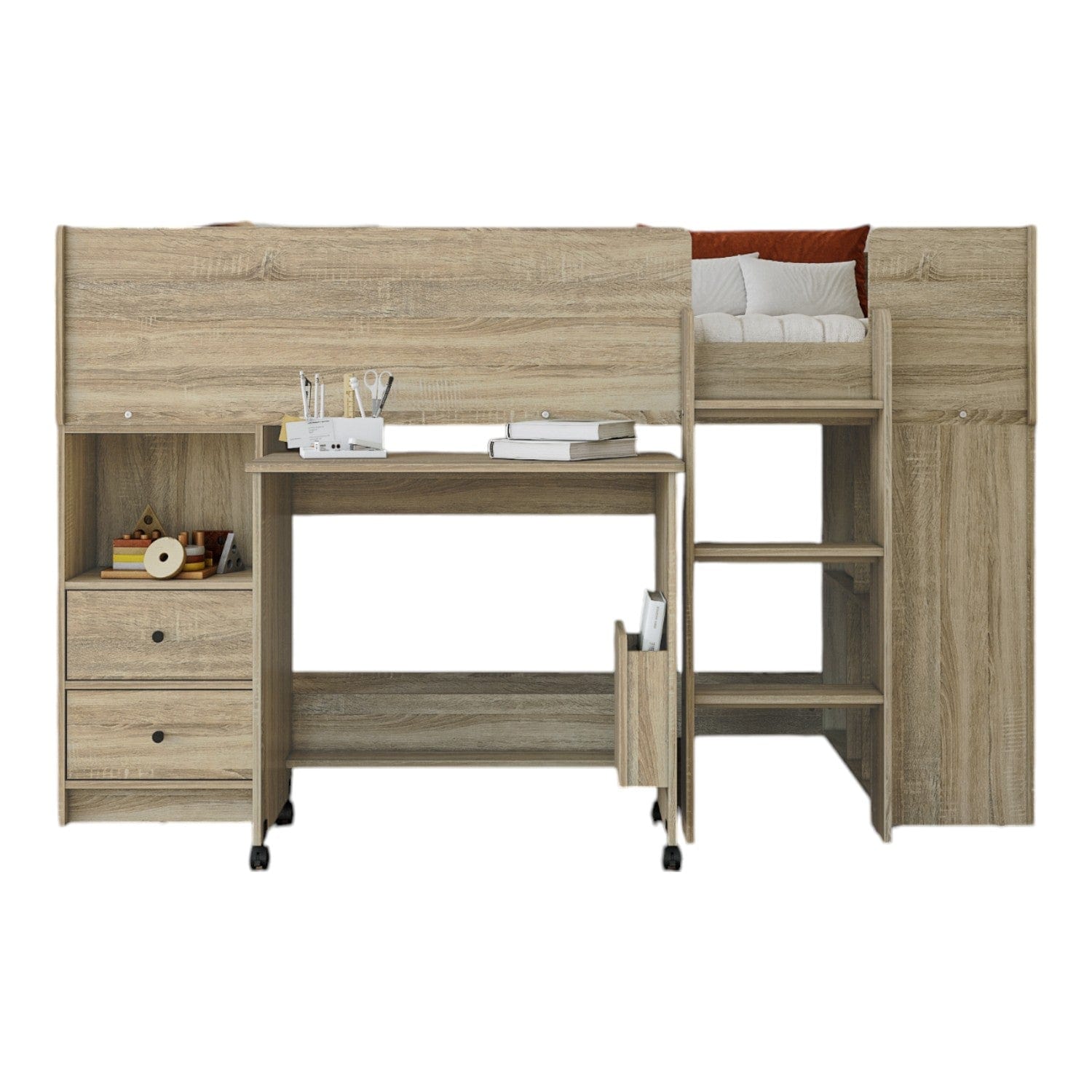 Ted Mid Sleeper Cabin Bed with Desk & Storage