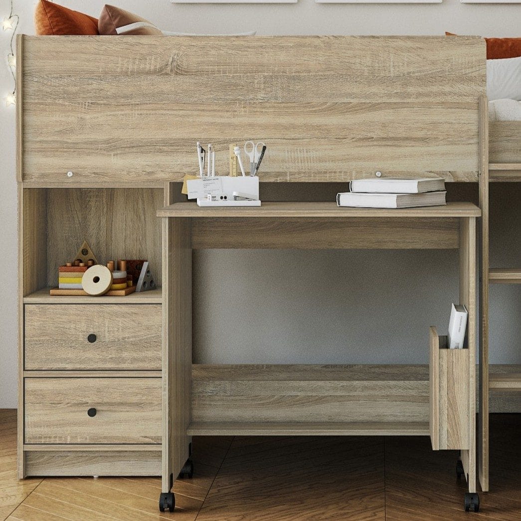 Ted Mid Sleeper Cabin Bed with Desk & Storage
