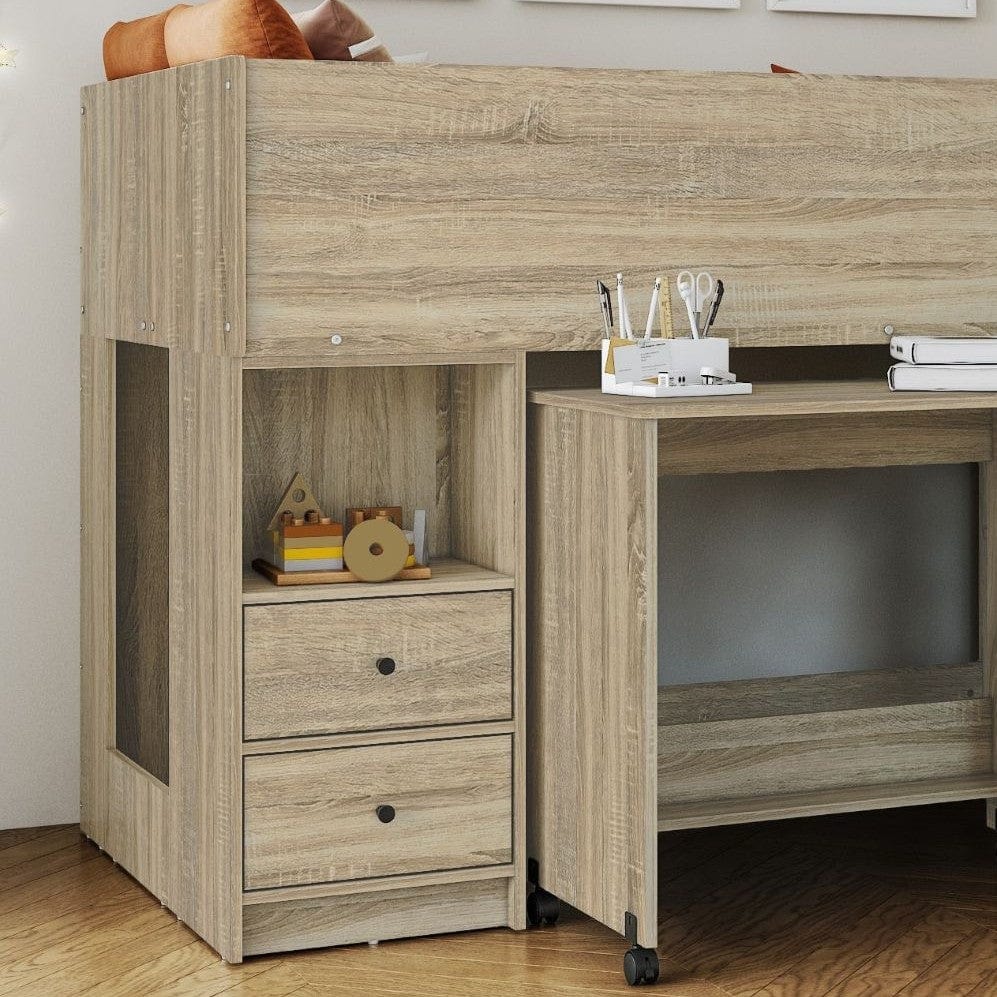 Ted Mid Sleeper Cabin Bed with Desk & Storage