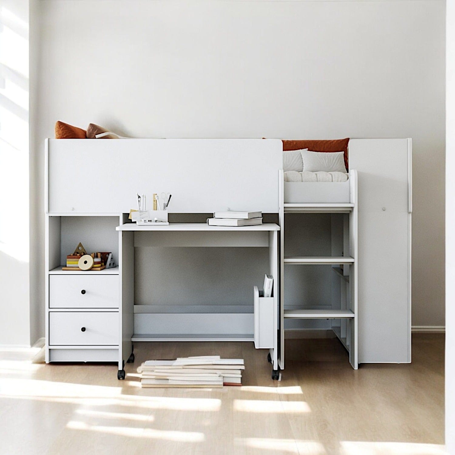Ted Mid Sleeper Cabin Bed with Desk & Storage