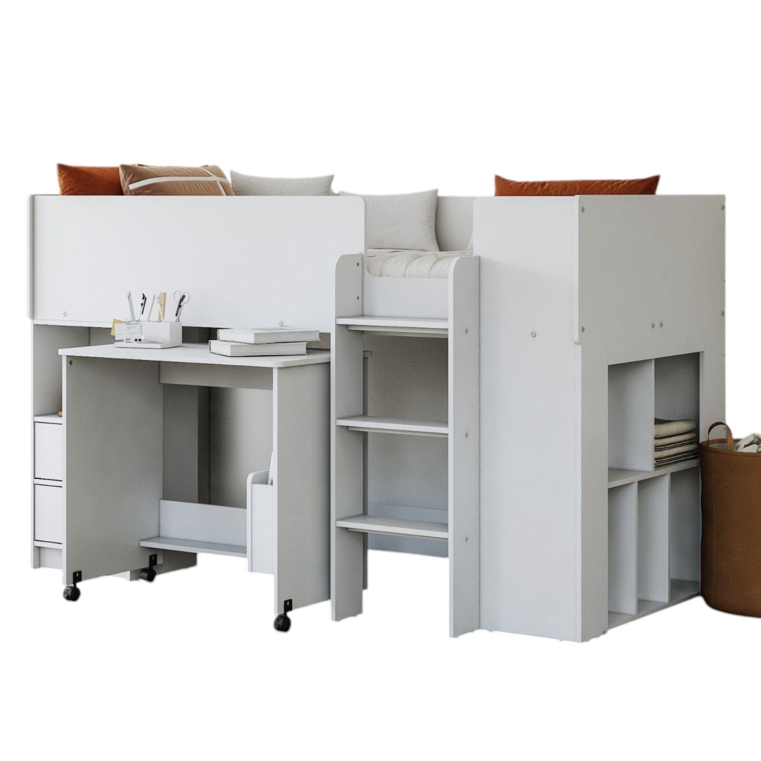 Ted Mid Sleeper Cabin Bed with Desk & Storage