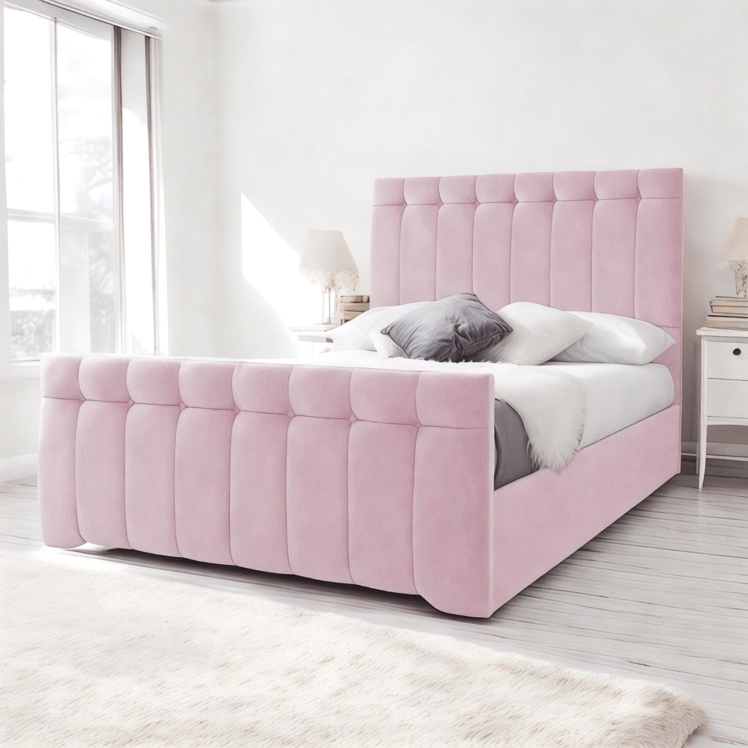  Slatted Base Tenby Modern Velvet Fabric Upholstered Bed Frame