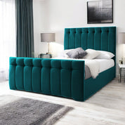 Teal Velvet / Single 3ft - 90x190cm / Slatted Base Tenby Modern Velvet Fabric Upholstered Bed Frame