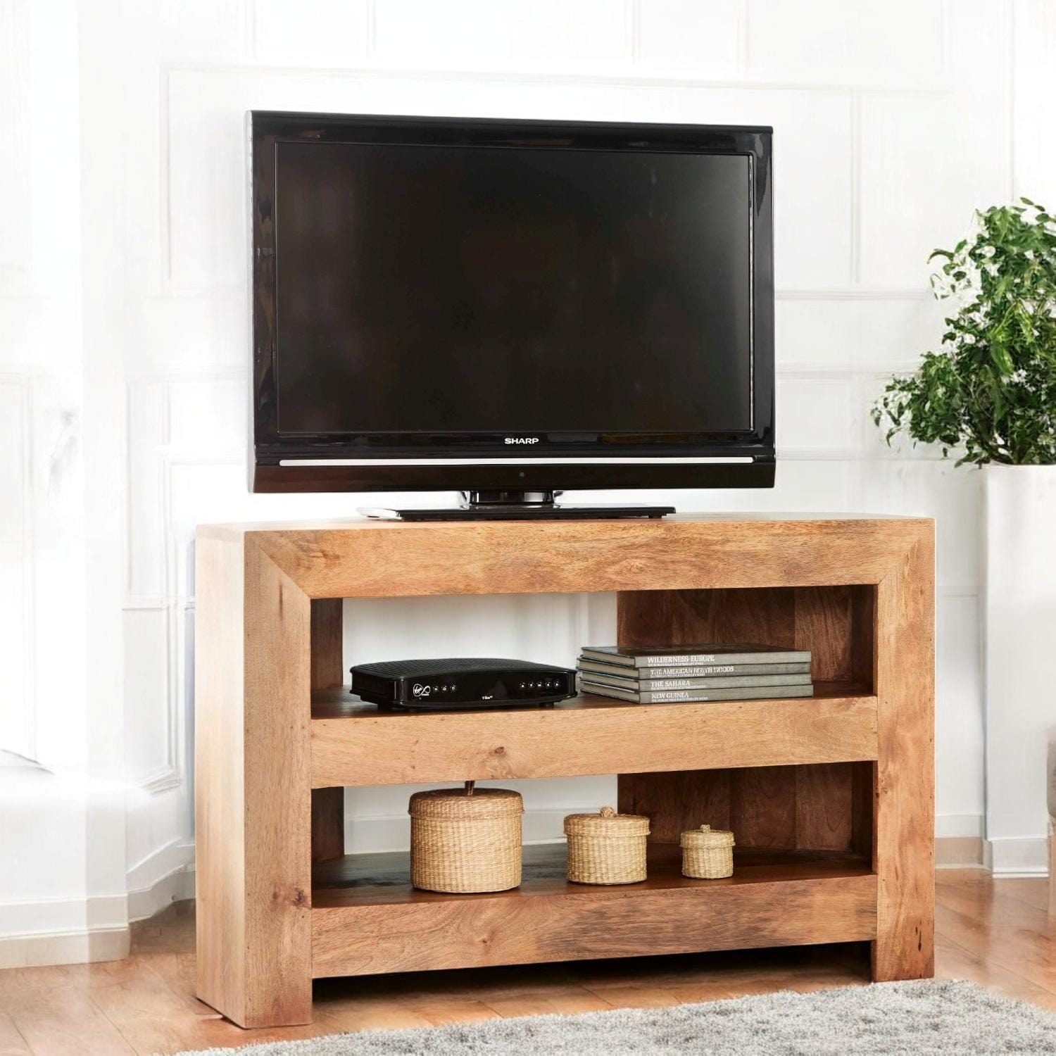 Tibradden 100cm Wooden Corner TV Stand Unit
