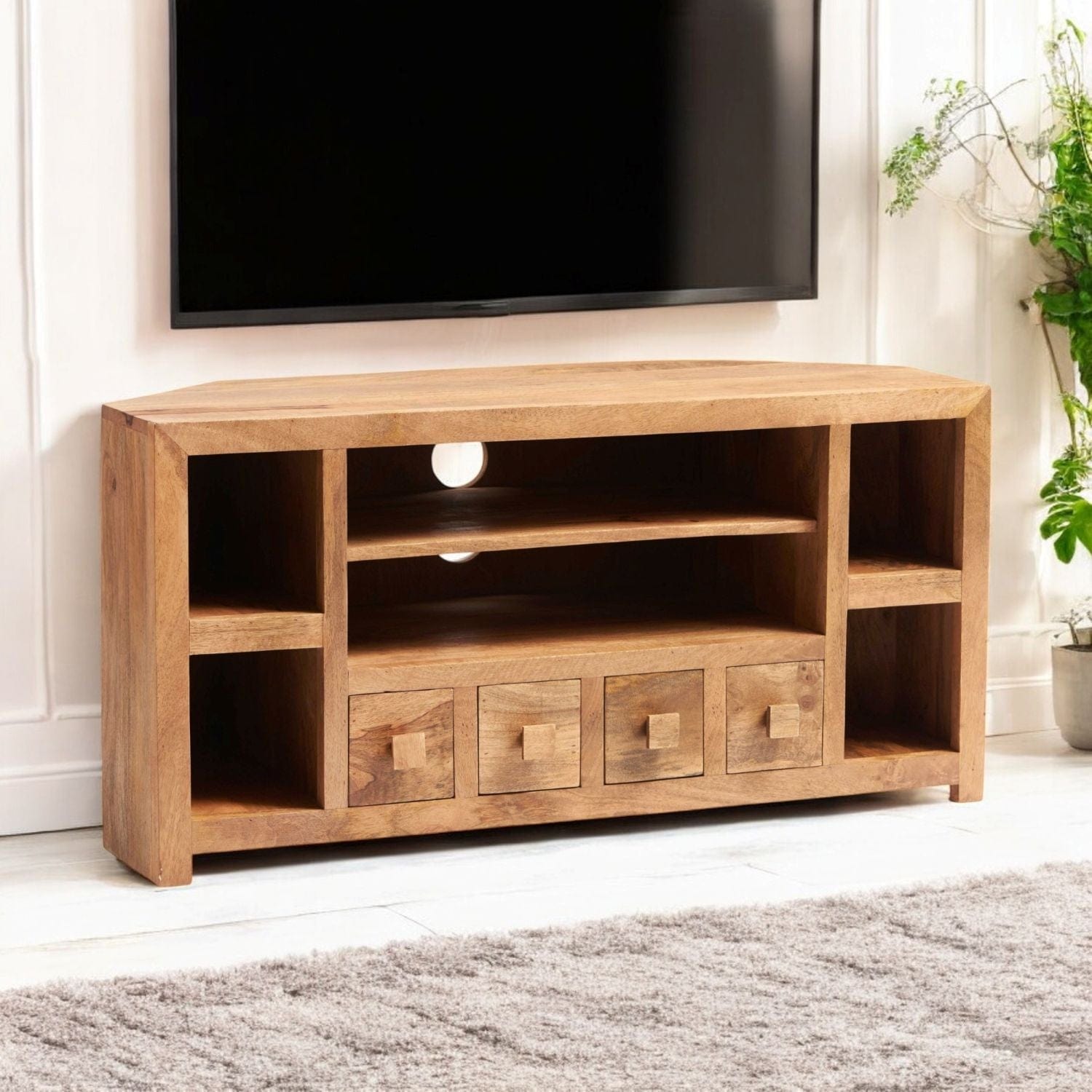 Tibradden 110cm Wooden Corner TV Media Unit
