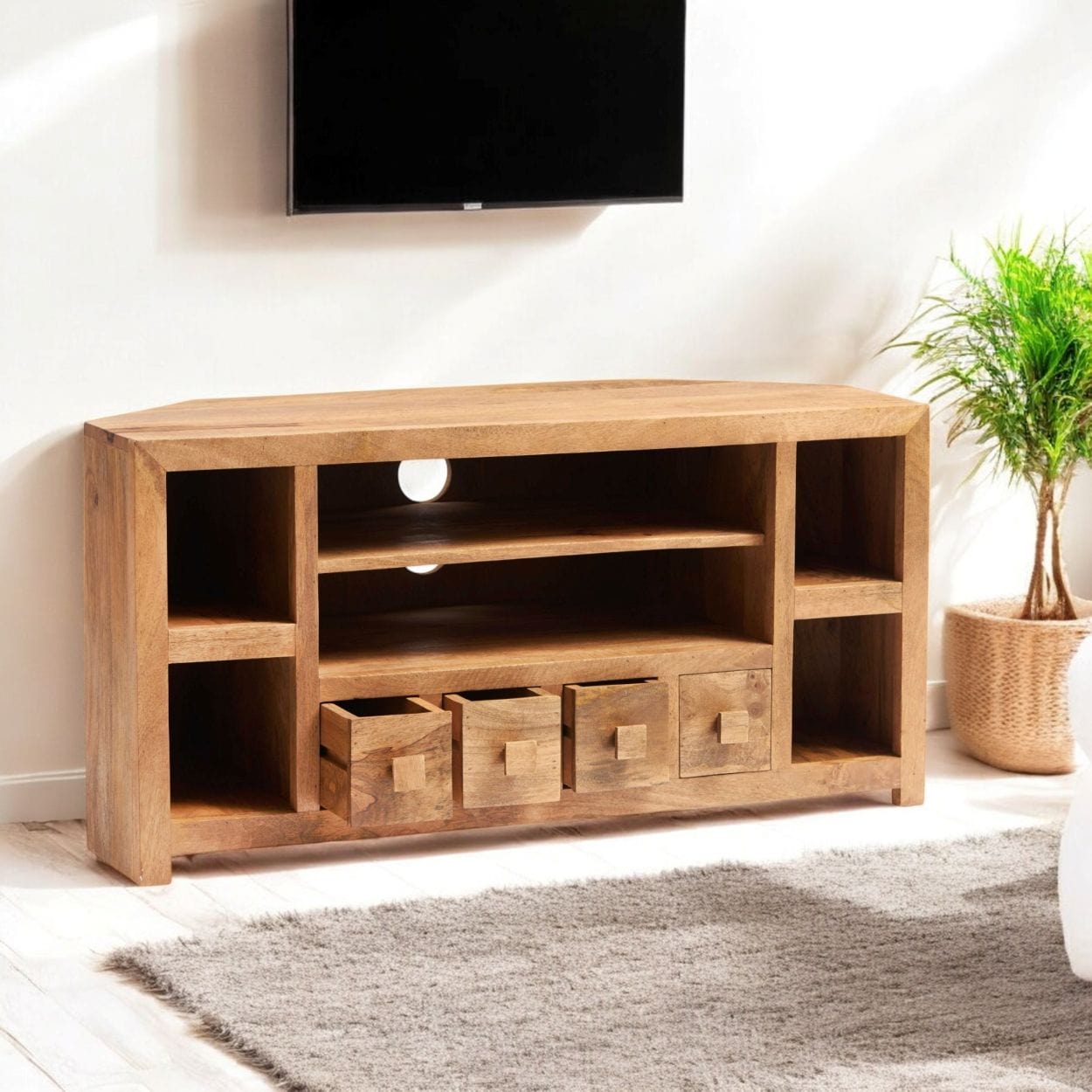 Tibradden 110cm Wooden Corner TV Media Unit