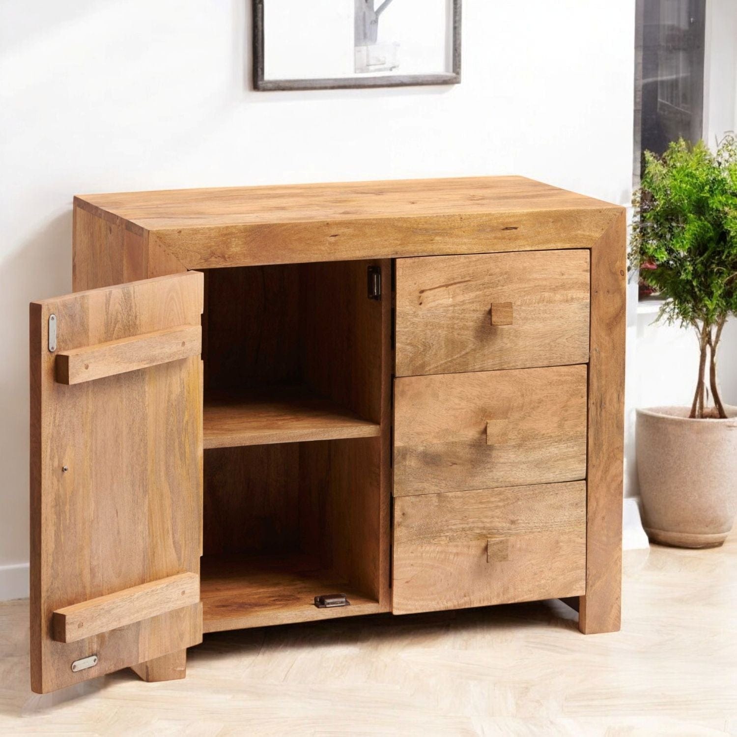 Tibradden Wooden 1 Door & 3 Drawer 88cm Sideboard