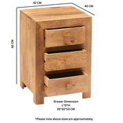 Tibradden Wooden 3 Drawer Bedside Table