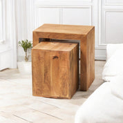 Tibradden Wooden Cubed Nest Of 2 Tables