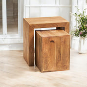 Tibradden Wooden Cubed Nest Of 2 Tables