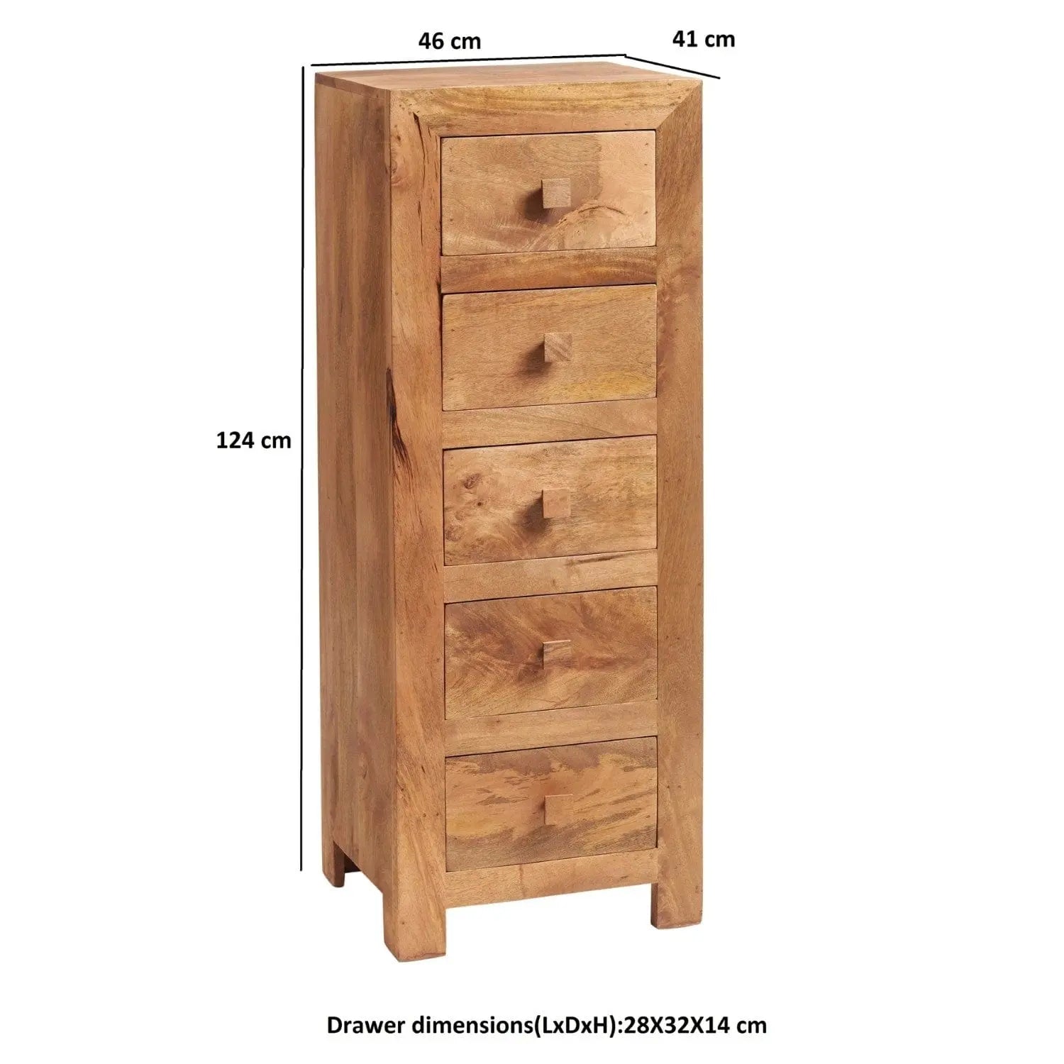 Tibradden Wooden Tall Chest of 5 Drawers