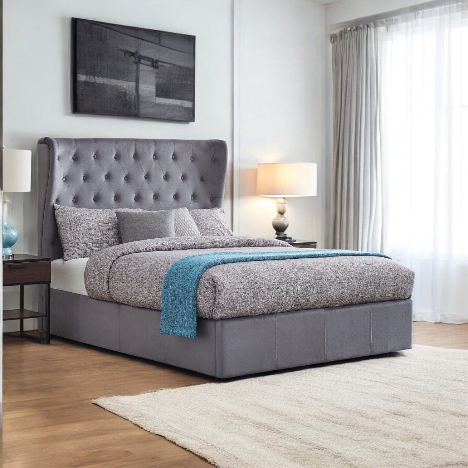  Double 4ft6 - 135x190cm Warford Upholstered Ottoman Storage Bed
