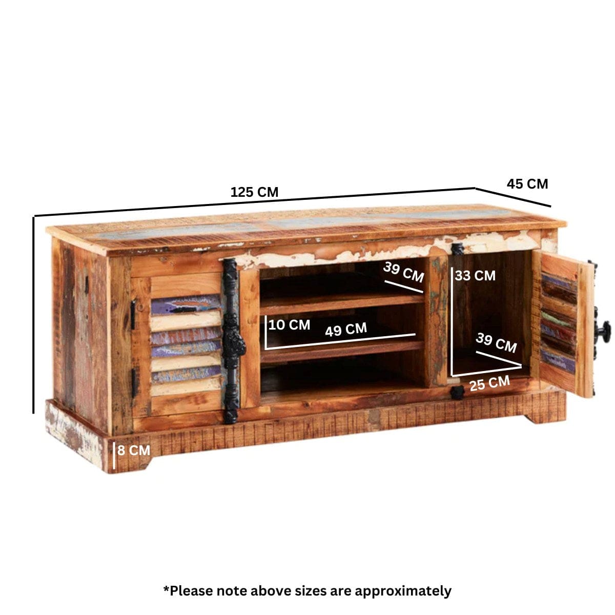 Westport 125cm Rustic Wooden TV Cabinet Unit