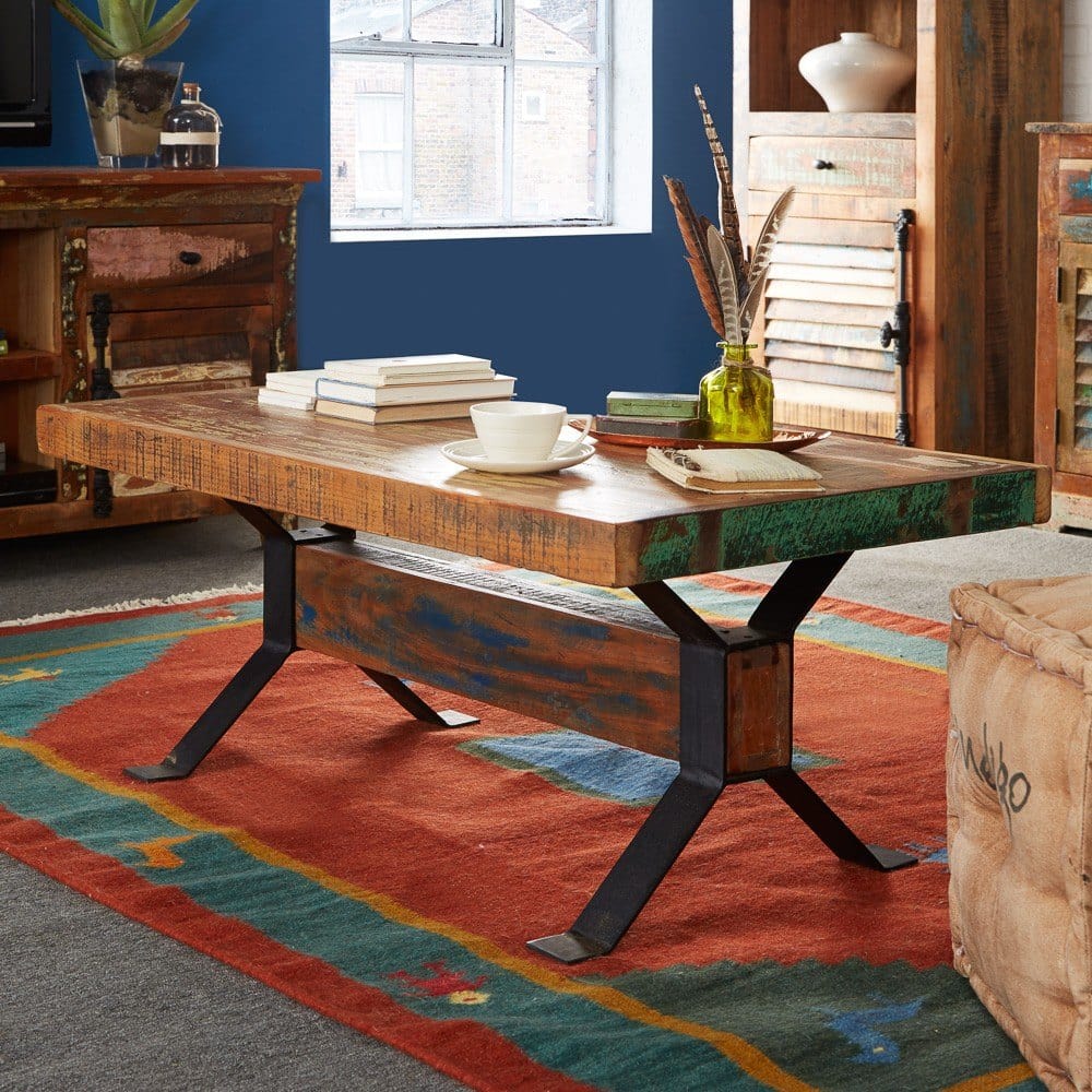 Westport Metal & Rustic Wood Coffee Table