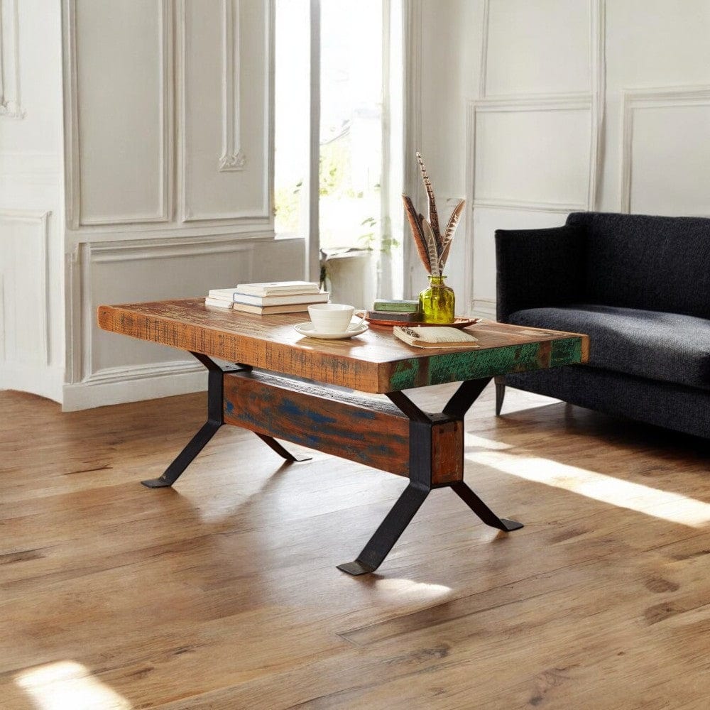 Westport Metal & Rustic Wood Coffee Table