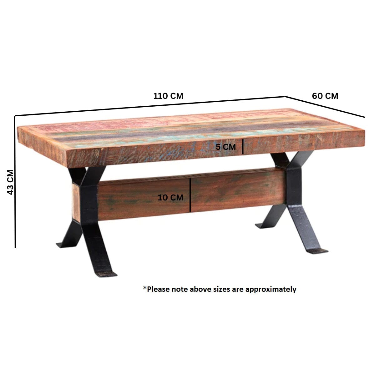 Westport Metal & Rustic Wood Coffee Table