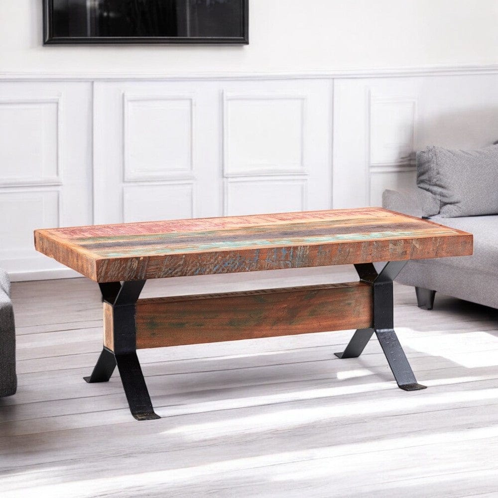 Westport Metal & Rustic Wood Coffee Table