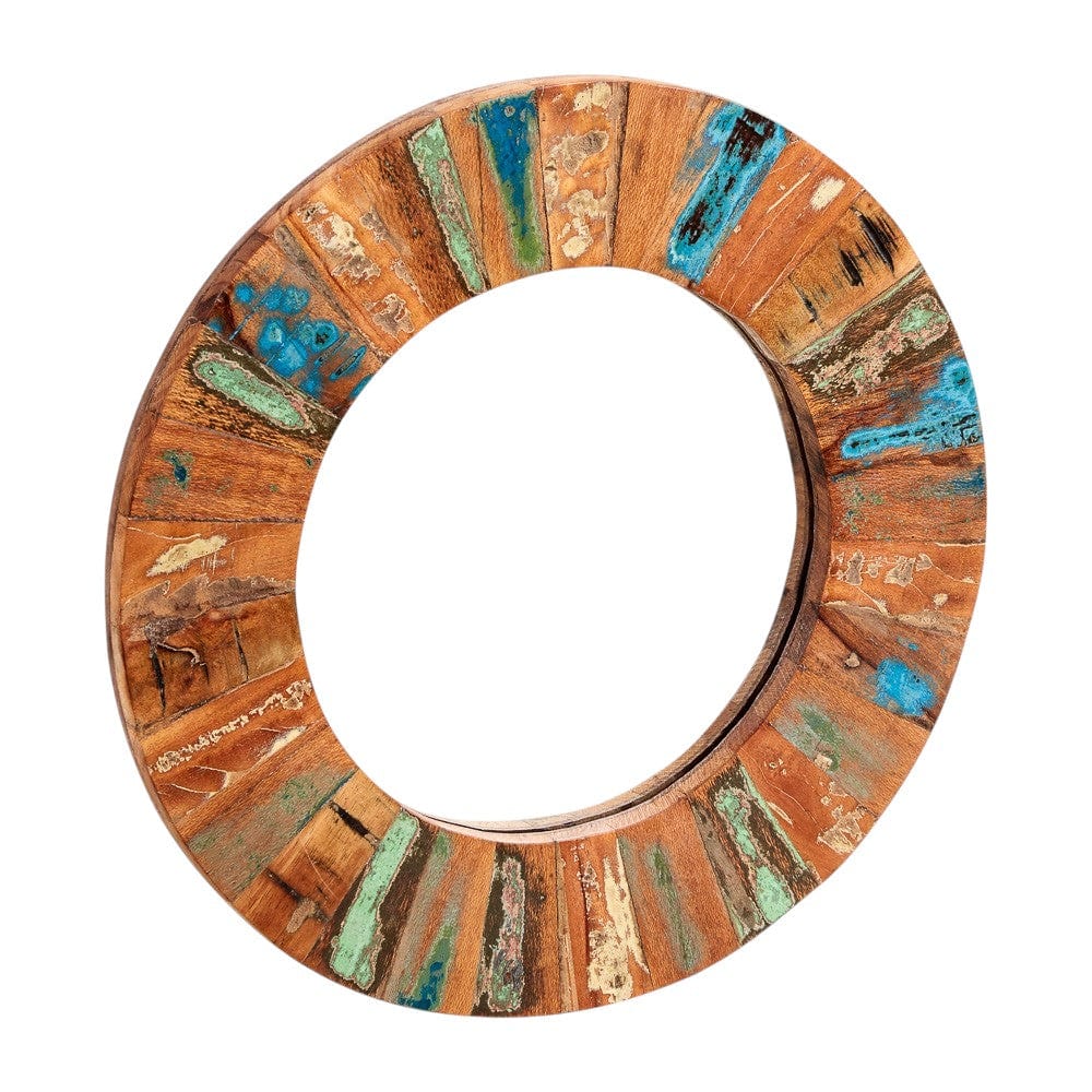 Westport Round Rustic Wooden 85cm Mirror Frame