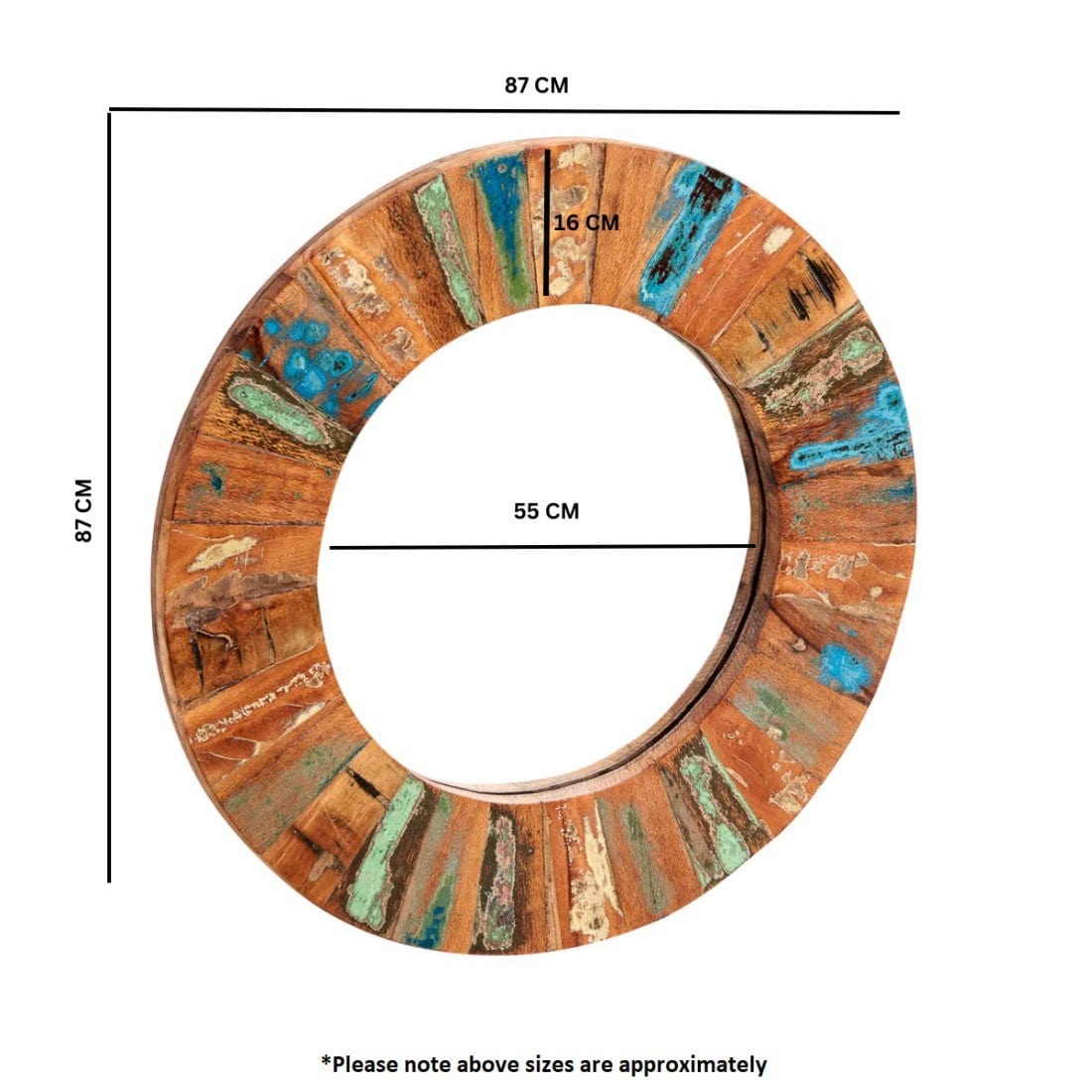 Westport Round Rustic Wooden 85cm Mirror Frame