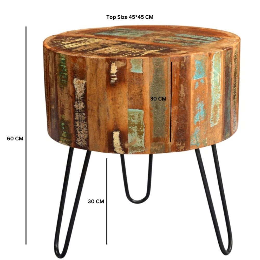 Westport Rustic Wooden Drum Side Table