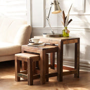 Westport Rustic Wooden Nest Of 3 Tables