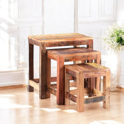 Westport Rustic Wooden Nest Of 3 Tables